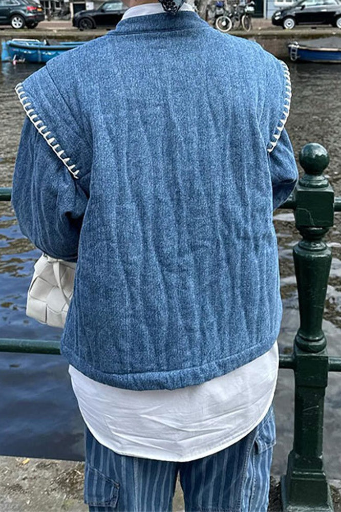 Blue Floral Cotton Coat