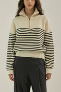 Striped Half Zip Knit Pullover Sweater