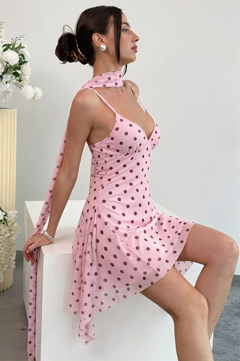 Lace Trim Spaghetti Strap Slip Mini Dress
