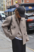 Vintage Brown V-Neck Wool Coat