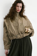 Hem Belt Cropped Utility Coat