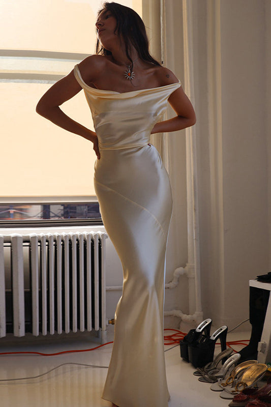 Chic Satin Backless Cami Bodycon Maxi Dress