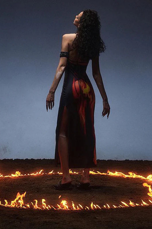 Flame Print Cami Maxi Dress