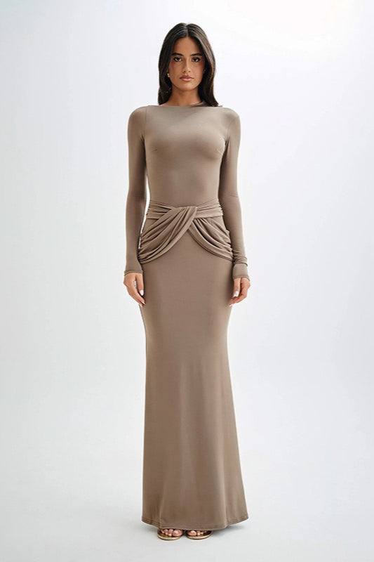 Long Sleeve Crew Neck Maxi Dress