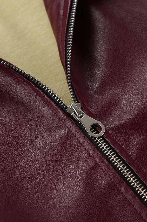 Burgundy Vintage Biker Coat