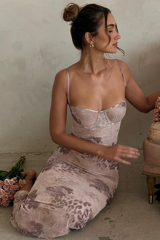 Sexy Printed Slim Fit Cami Maxi Dress