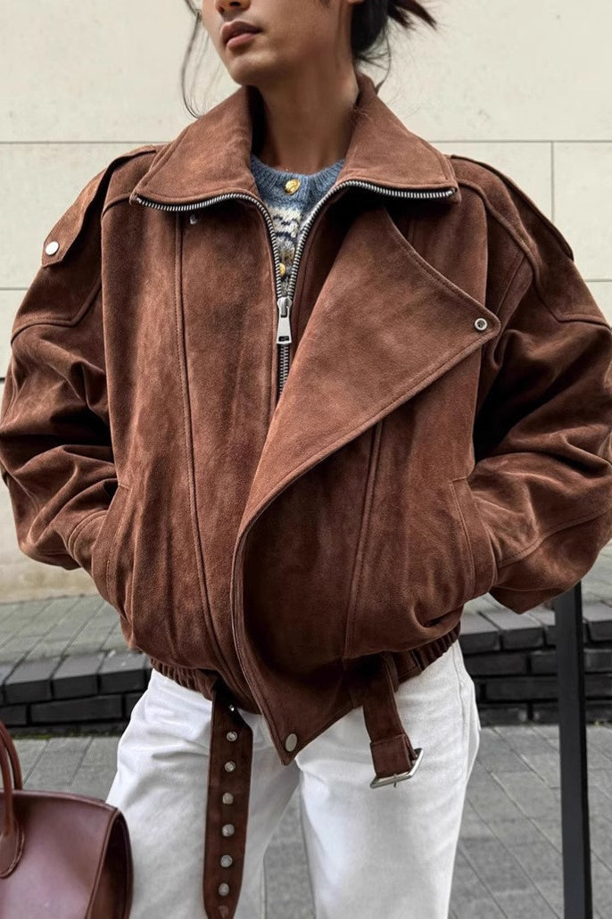 Vintage Loose Fit Brown Coat