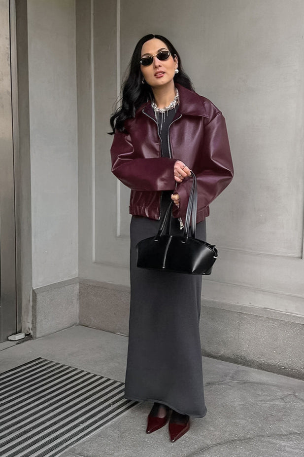Burgundy Vintage Biker Coat