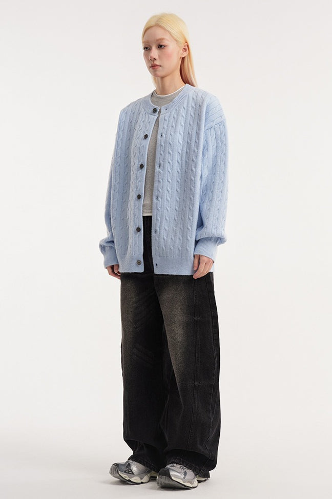 Relaxed Fit Cable Cardigan