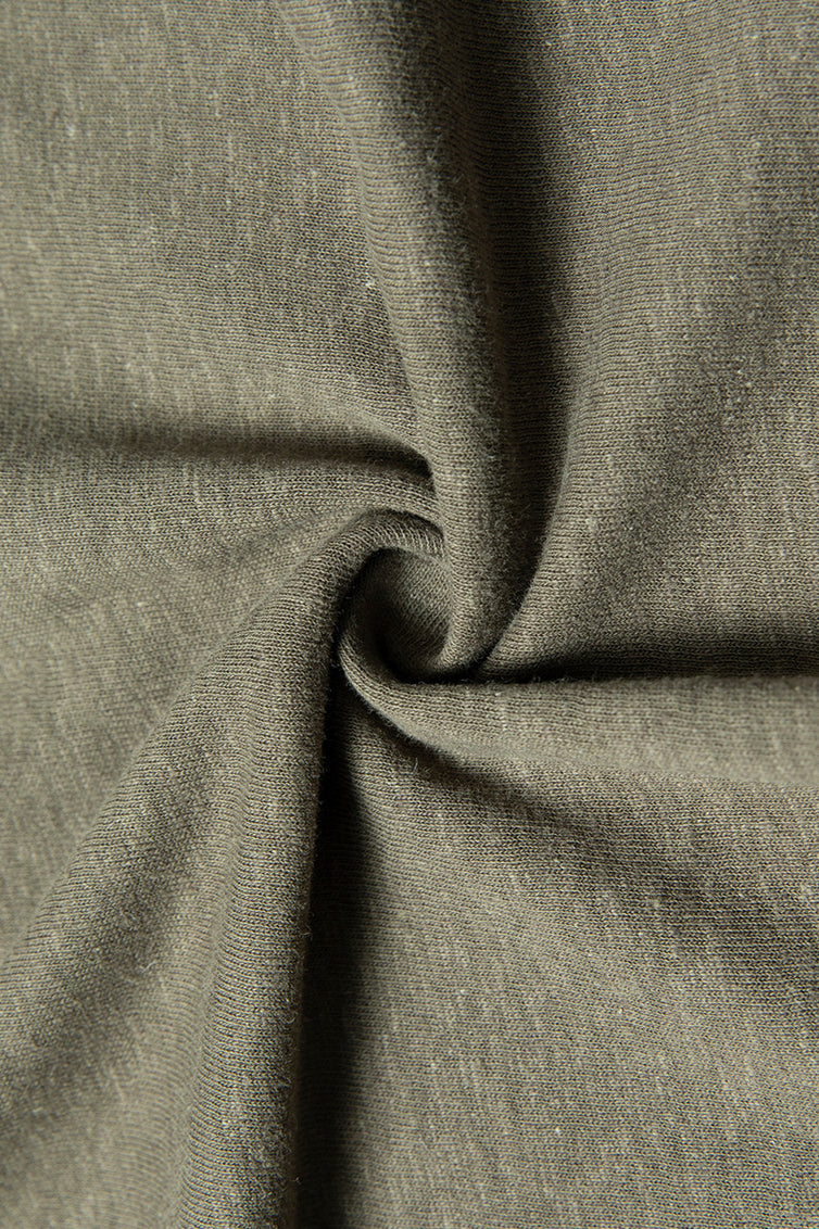 Fitted Textured Pleated Cotton Linen Knit Sweater