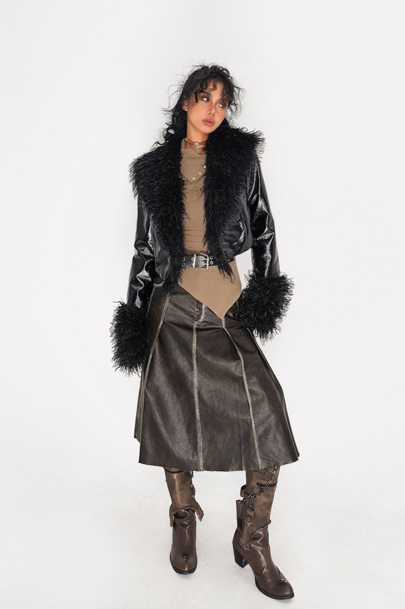 Vintage Style Glossy Jacket Coat