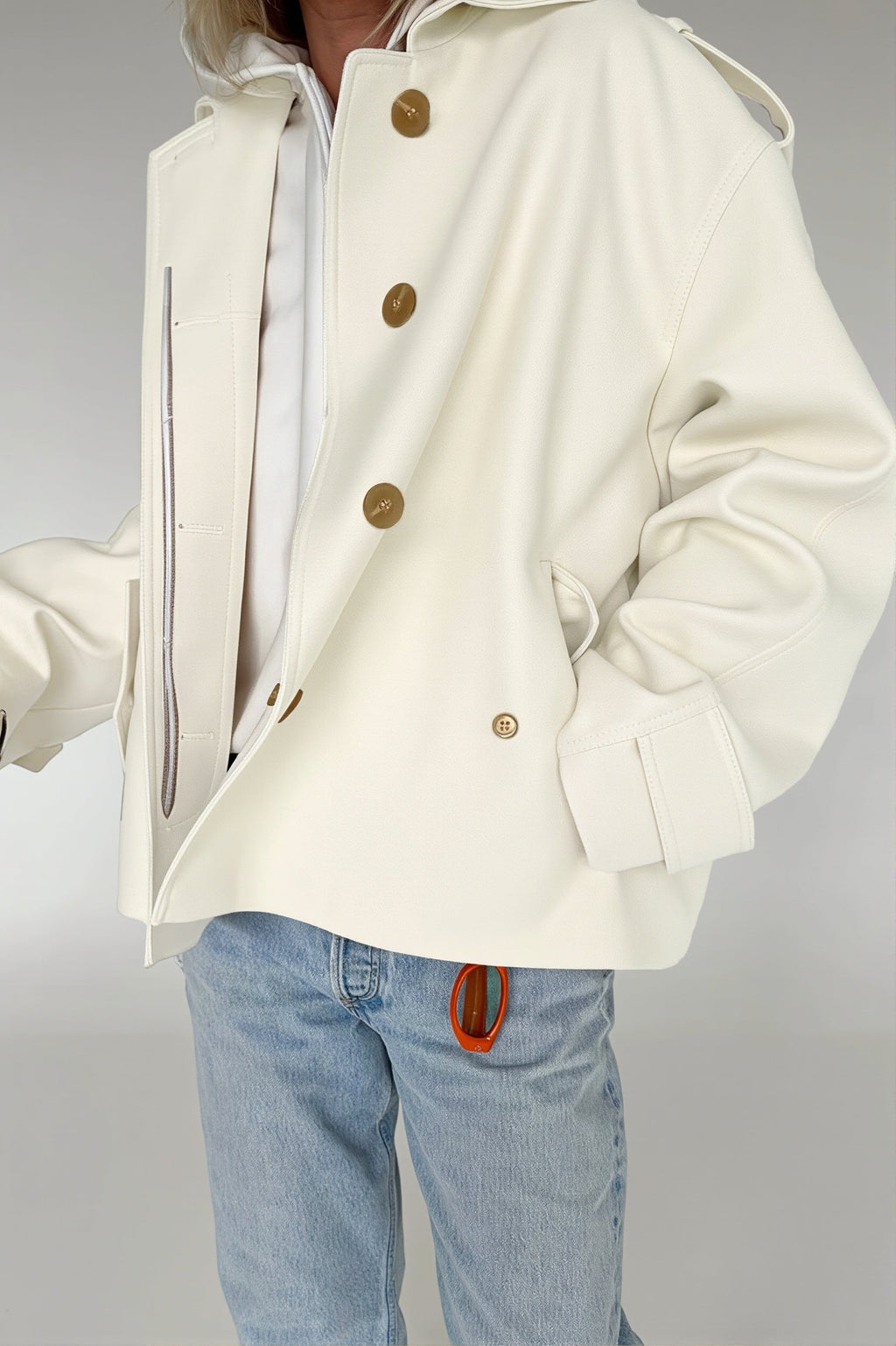 Point Collar Belted Short Trench Coat