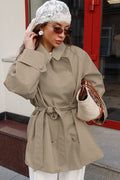 Vintage Khaki Belted Trench Midi Coat