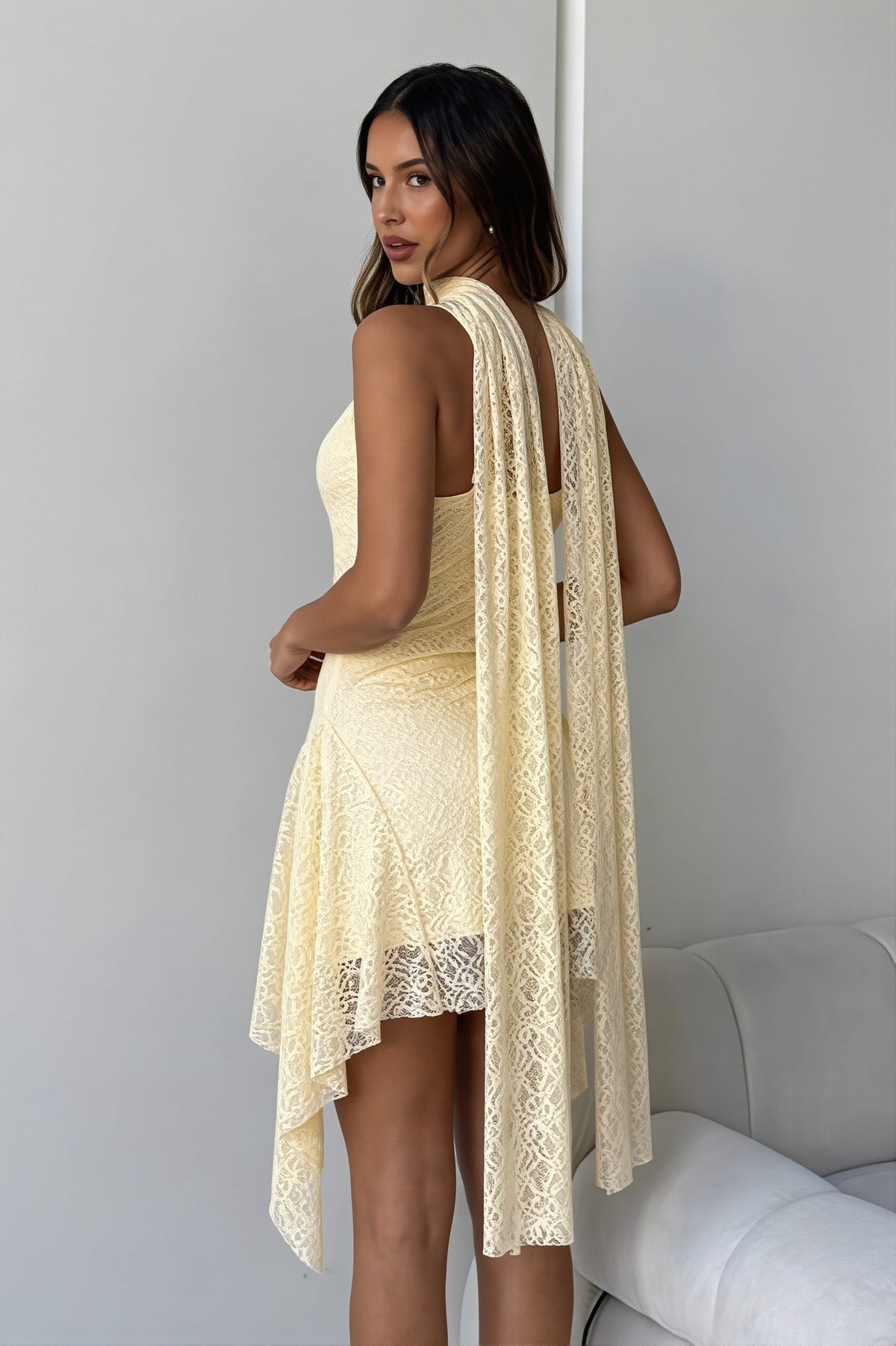 Lace Trim Spaghetti Strap Slip Mini Dress