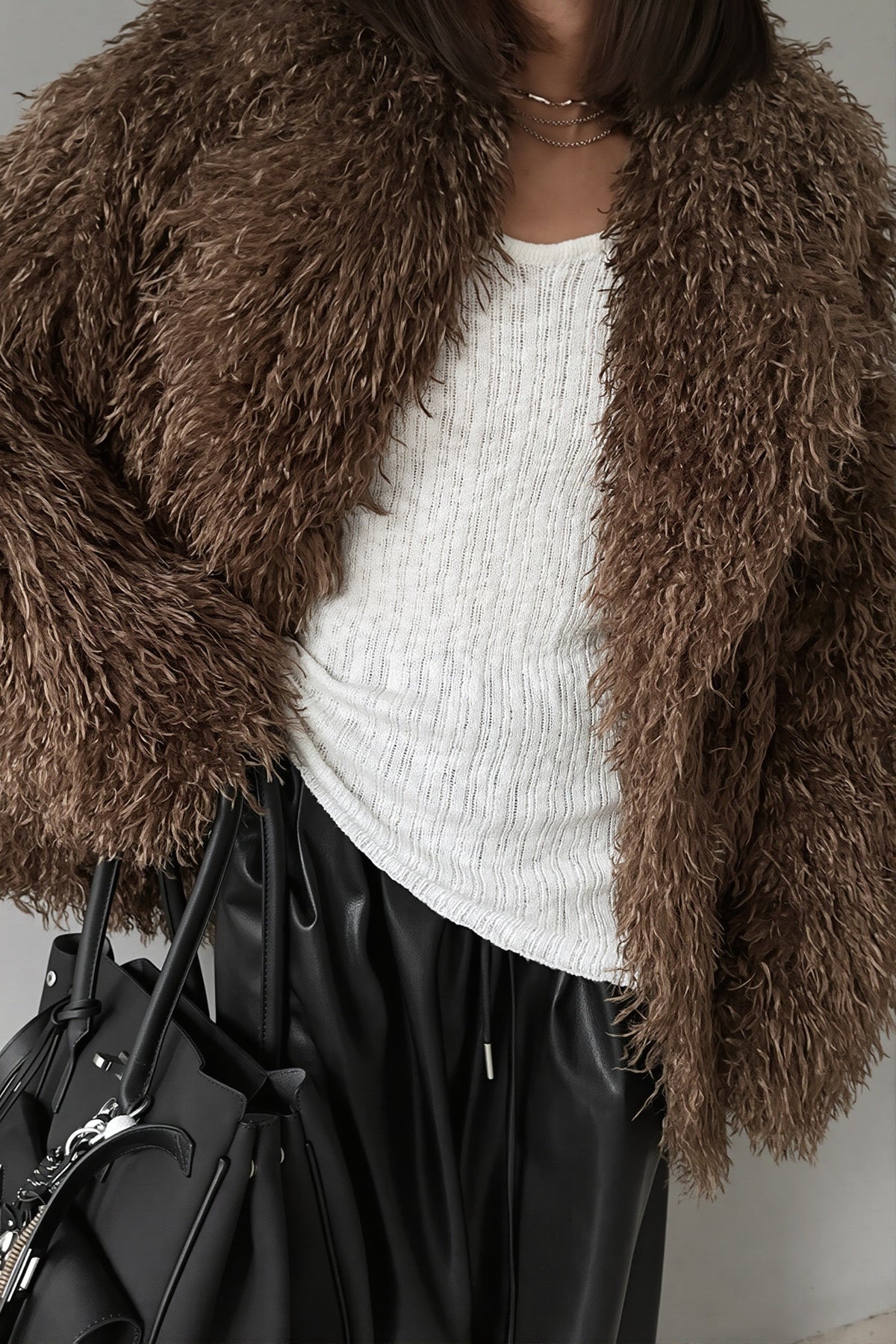 Shaggy Texture Relaxed Faux Fur Coat