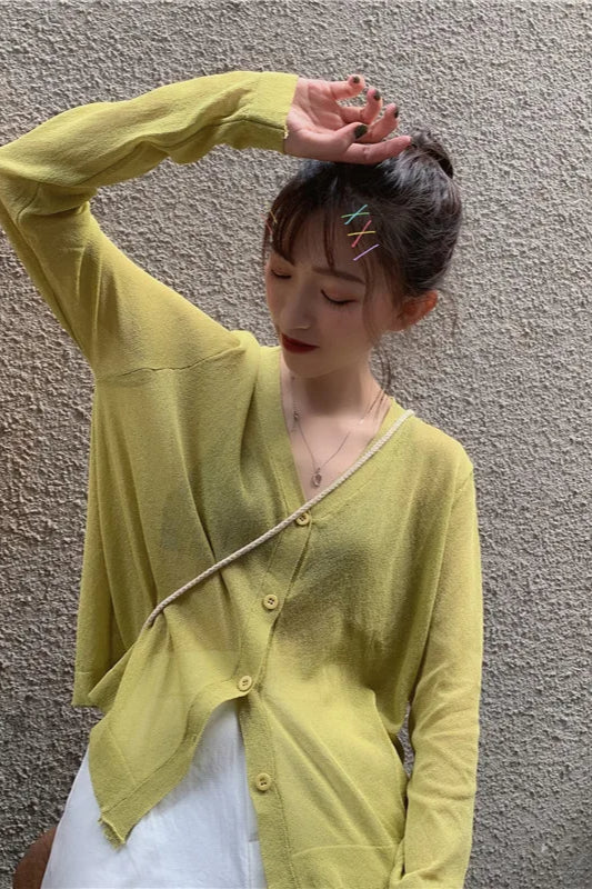 V-Neck Lightweight Knit Cardigan