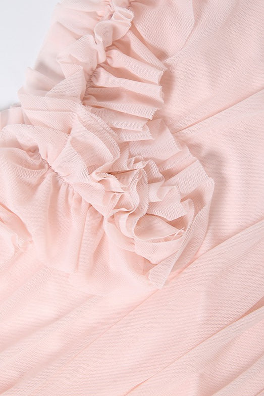 Off Shoulder Ruffle Ruched Bodycon Mini Dress
