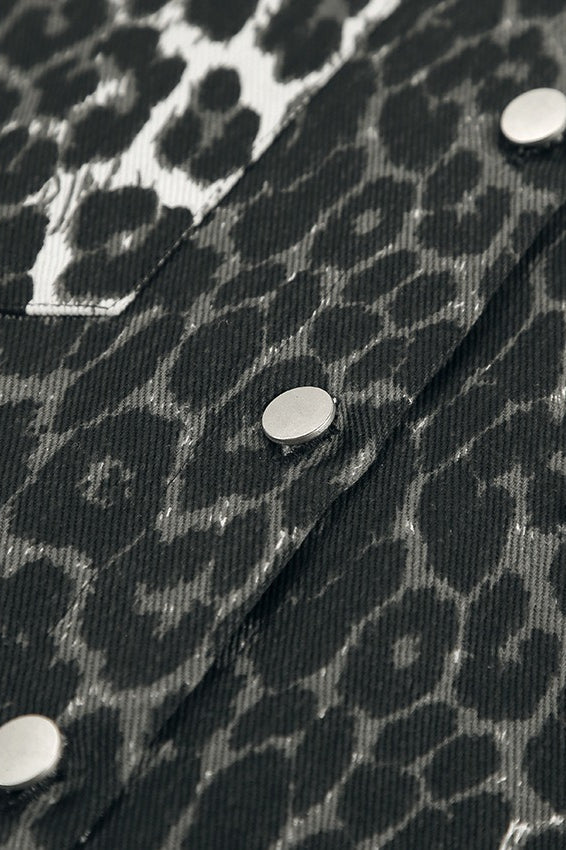Leopard Print Long Sleeve Open Front Coat