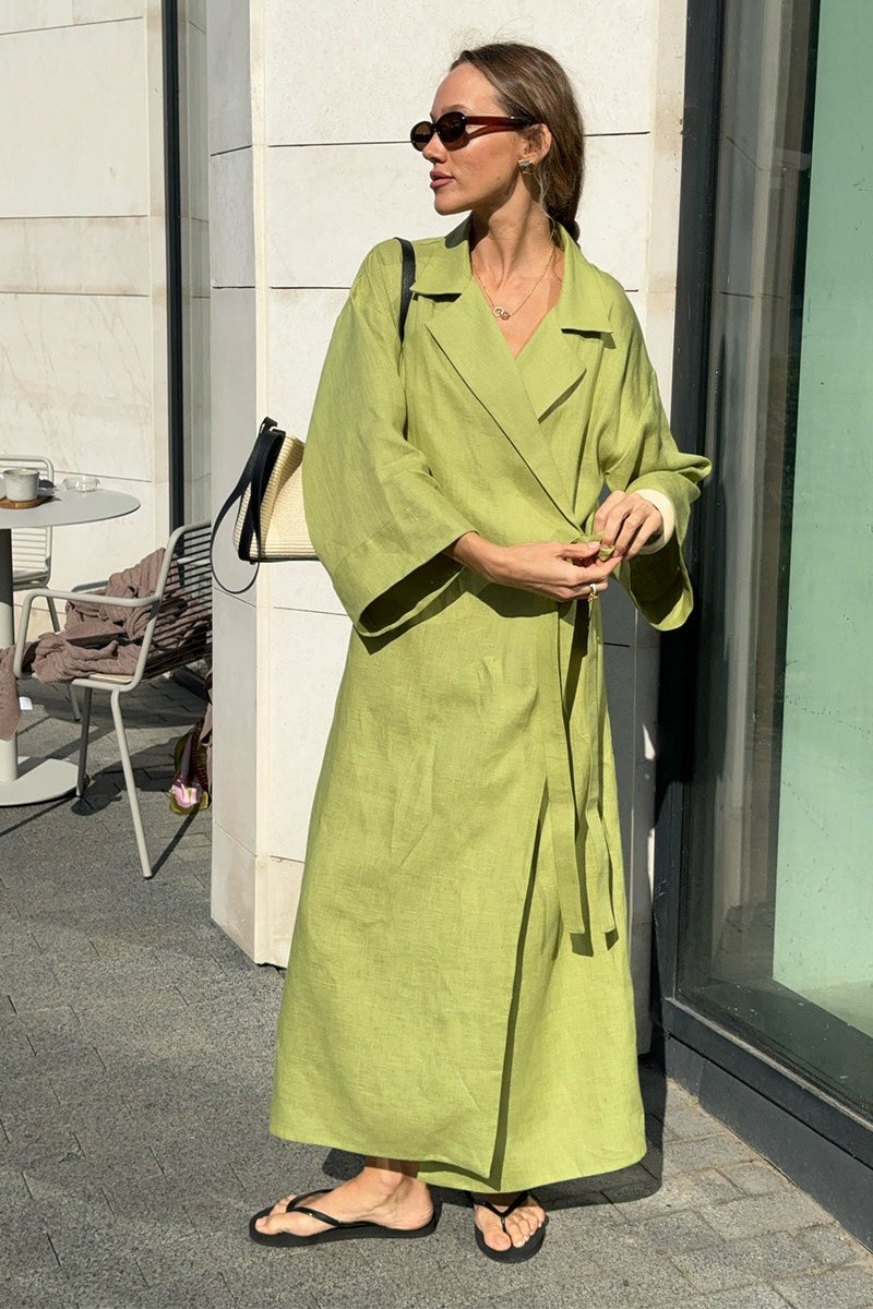 Long Sleeve Cotton Linen Shirt Coat