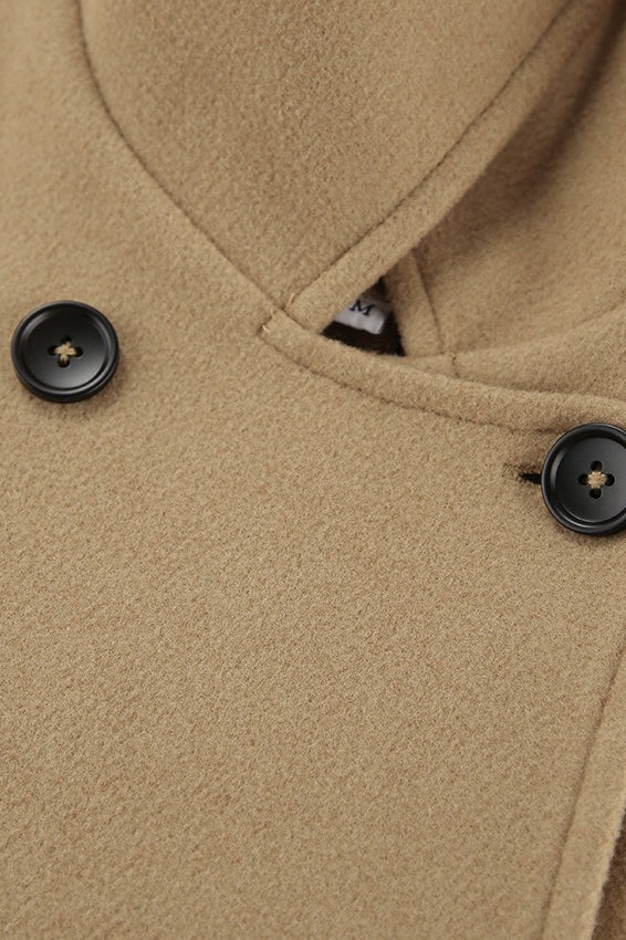 Batwing Sleeve Wool Blend Coat