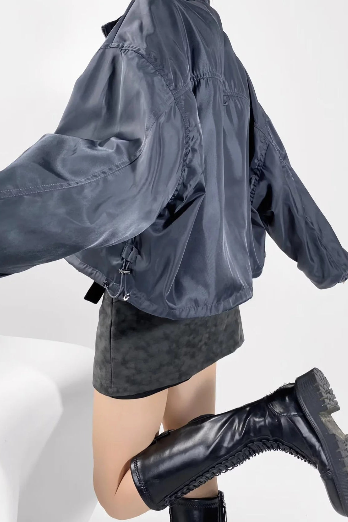 Cropped Cargo High Neck Coat