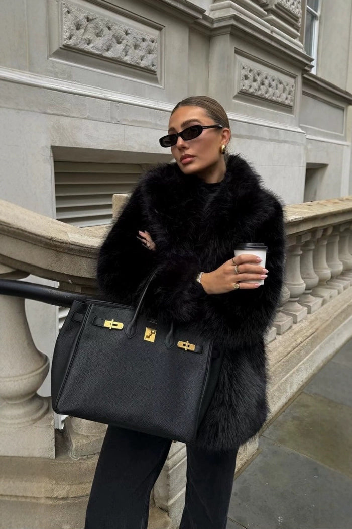 Solid Eco Faux Fur Coat