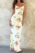 Floral Print V-neck Sleeveless Maxi Dress