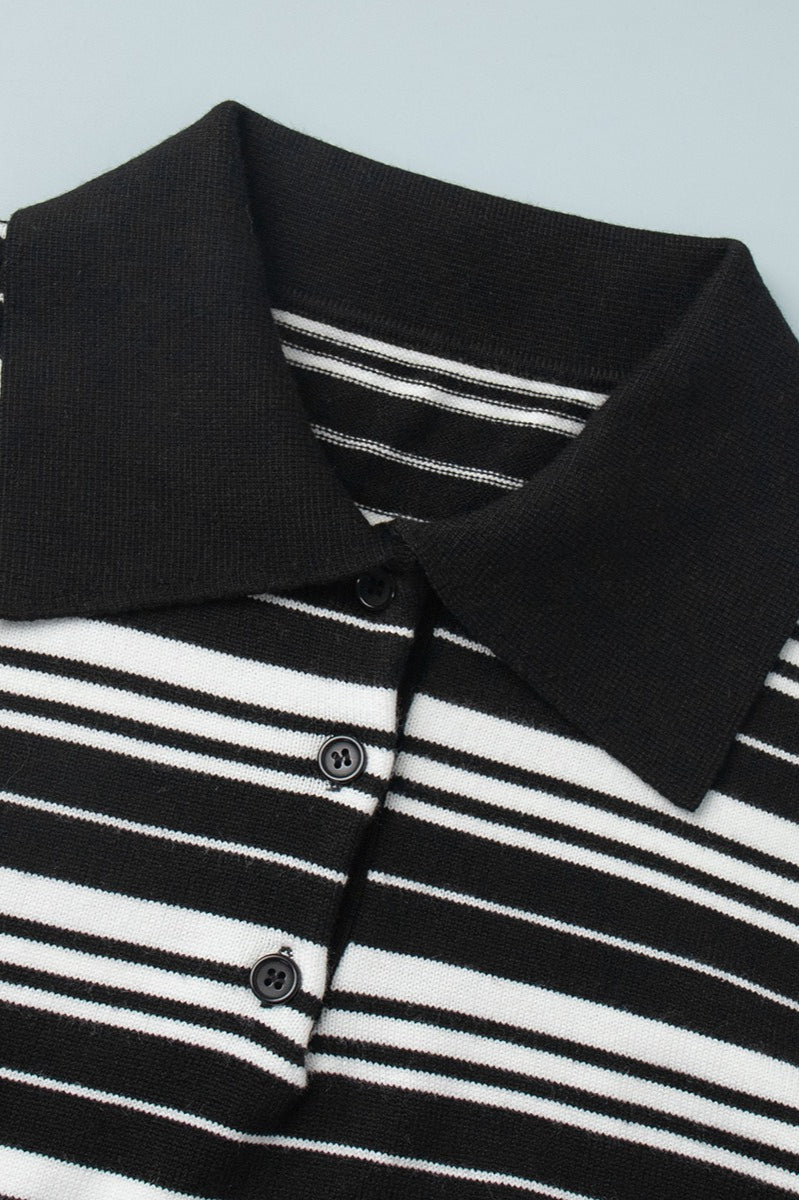 Vintage Striped Knit Polo Sweater