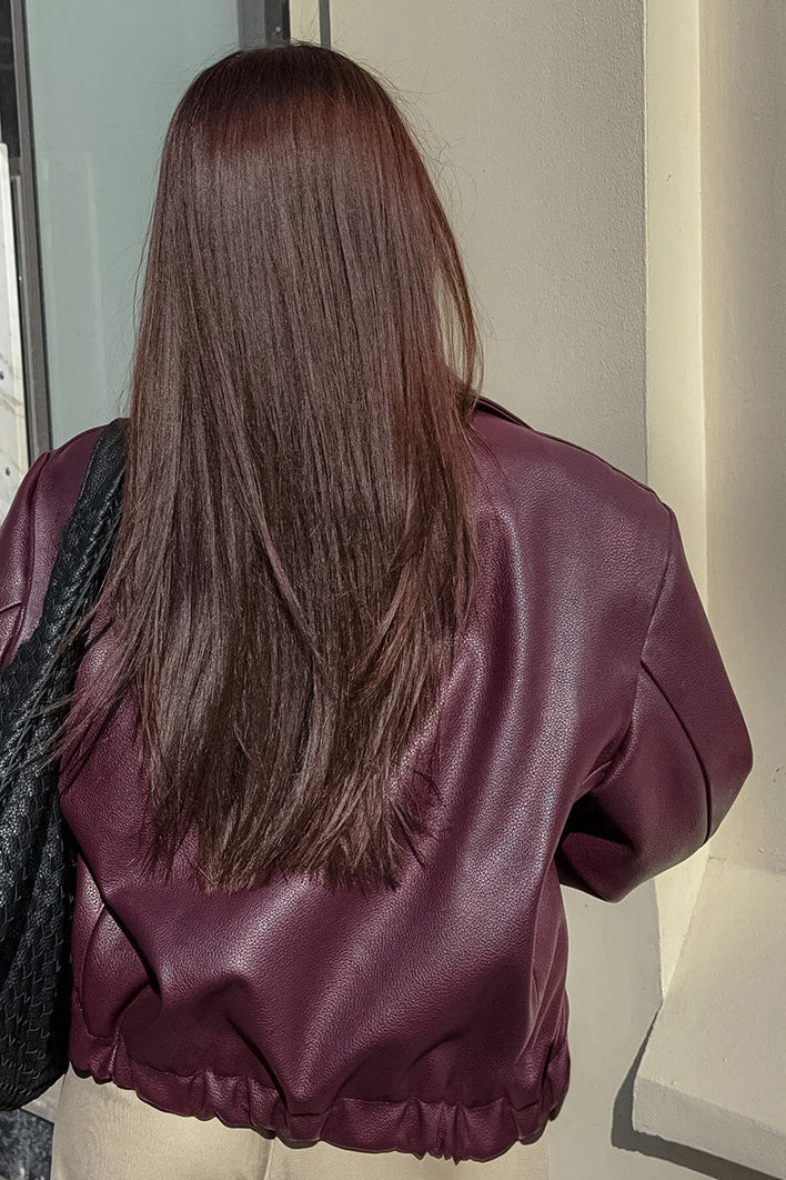 Burgundy Vintage Biker Coat