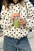 Polka Dot Hooded Cropped Coat