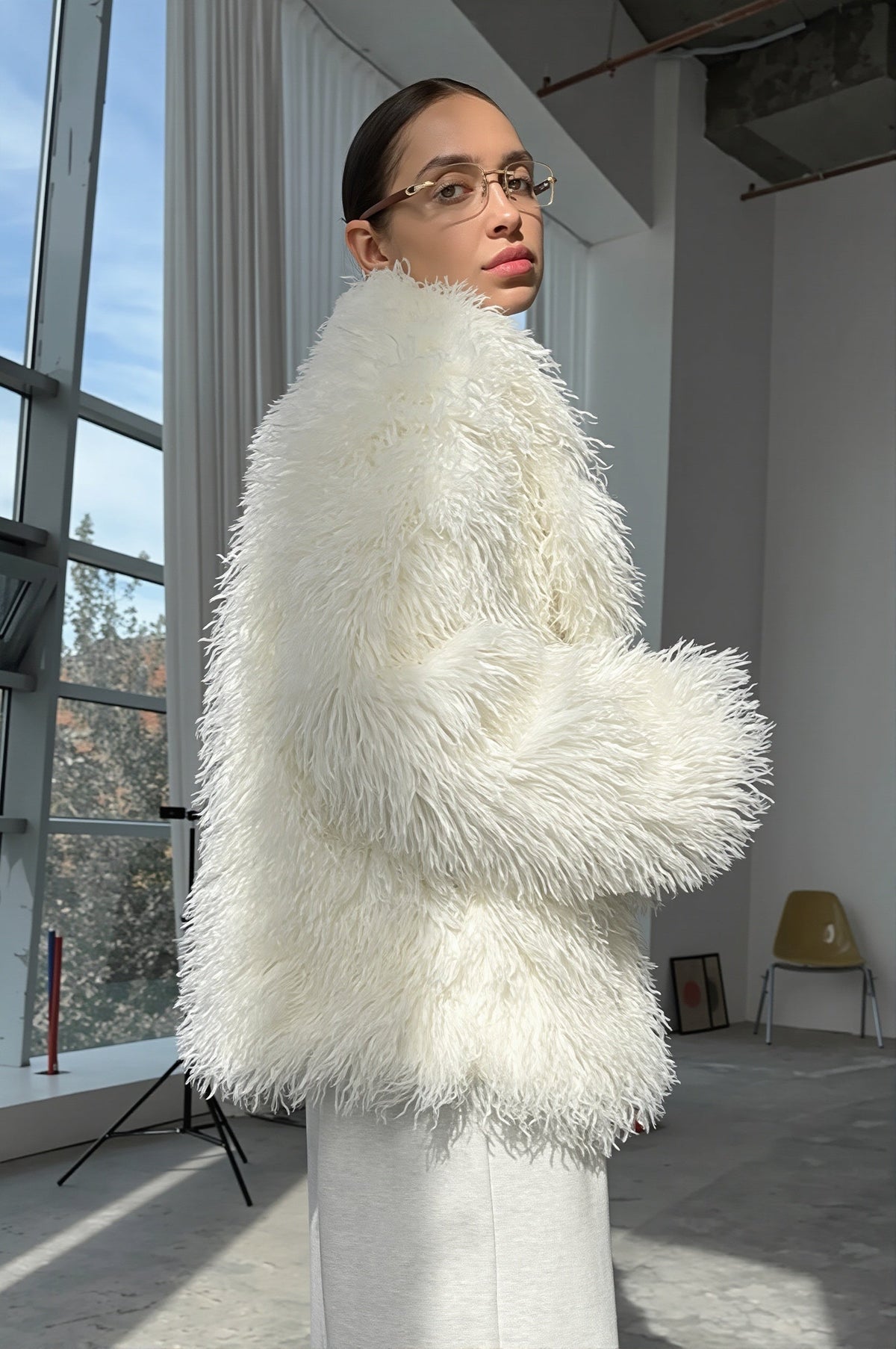 Shaggy Texture Relaxed Faux Fur Coat
