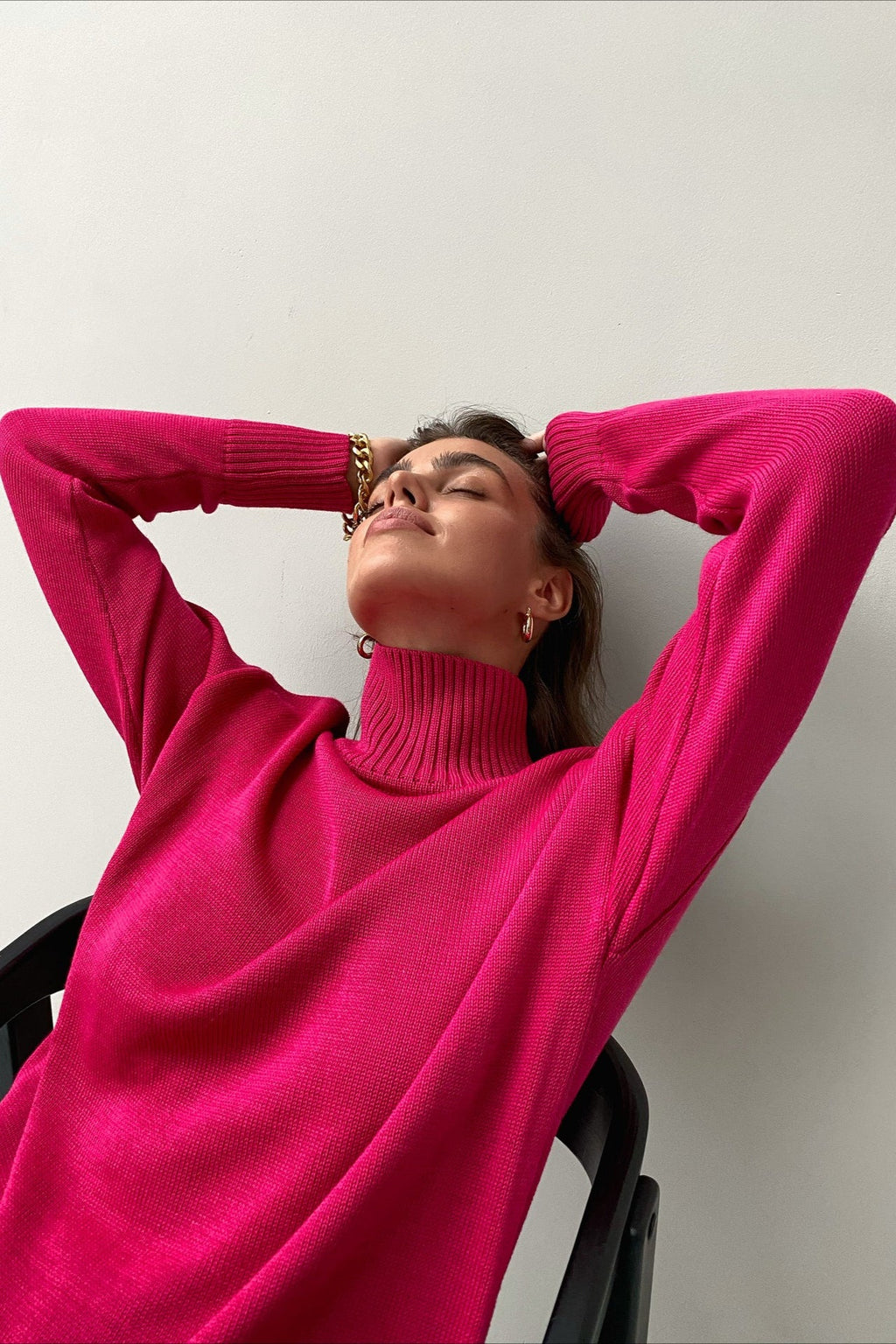 Relaxed Ribbed Turtleneck Knit Sweater