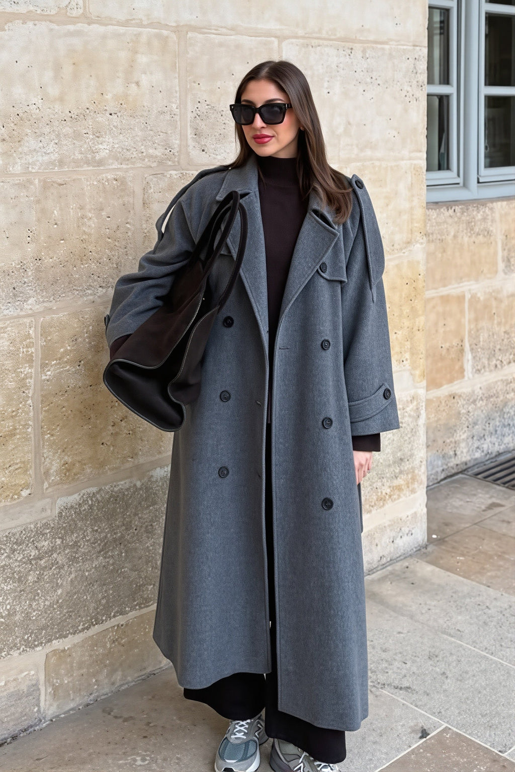 Double Breasted Belted Long Trench Coat