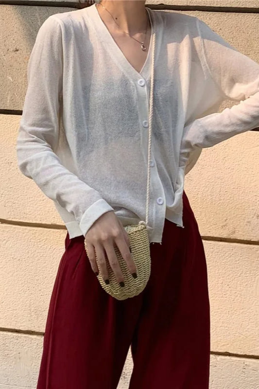 V-Neck Lightweight Knit Cardigan