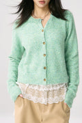 Green Roll Sleeve Cardigan