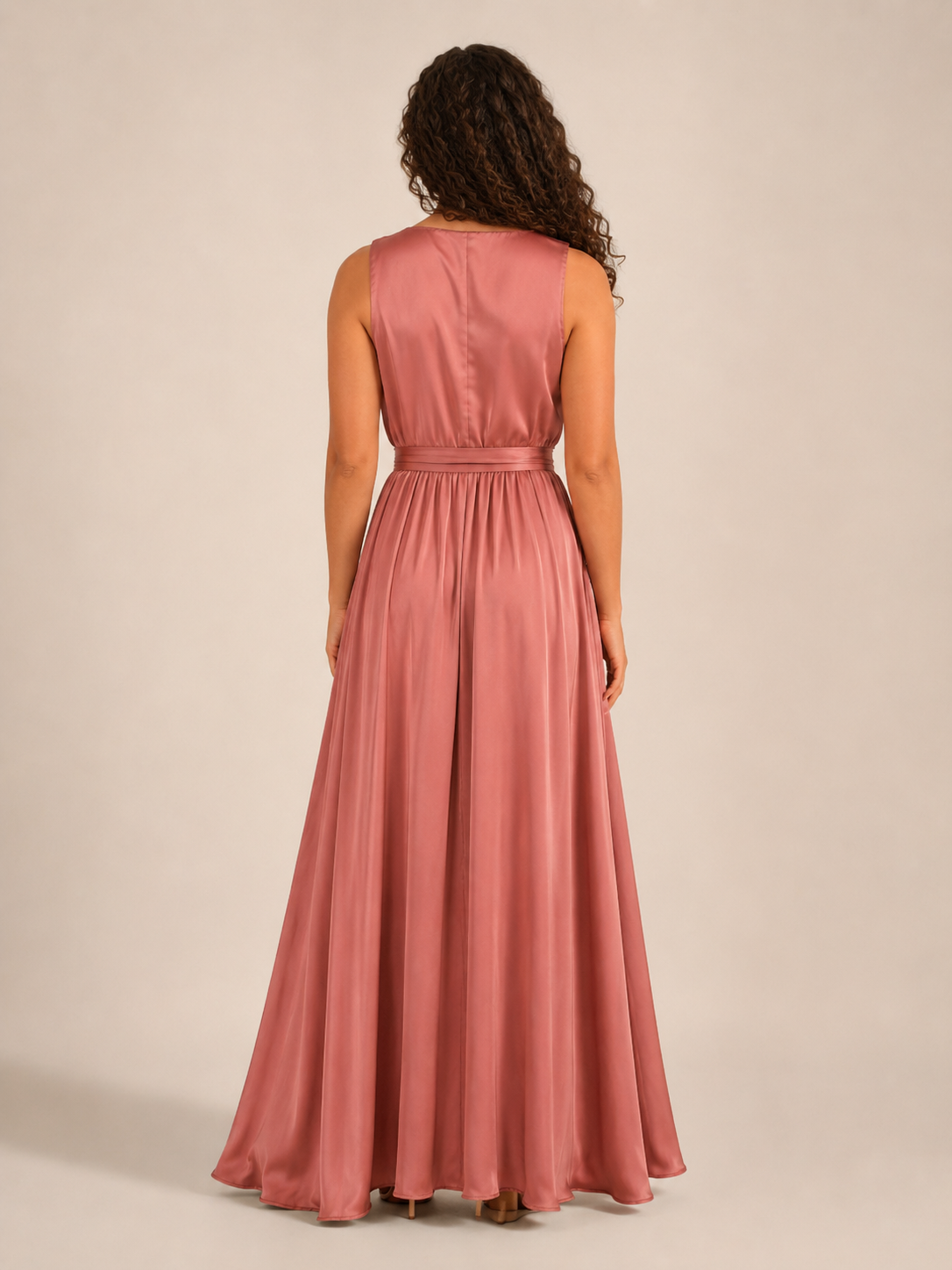 Léontine Robe Longue Femme – Robe Portefeuille Col V Ceinture Nouée Coupe Élégante