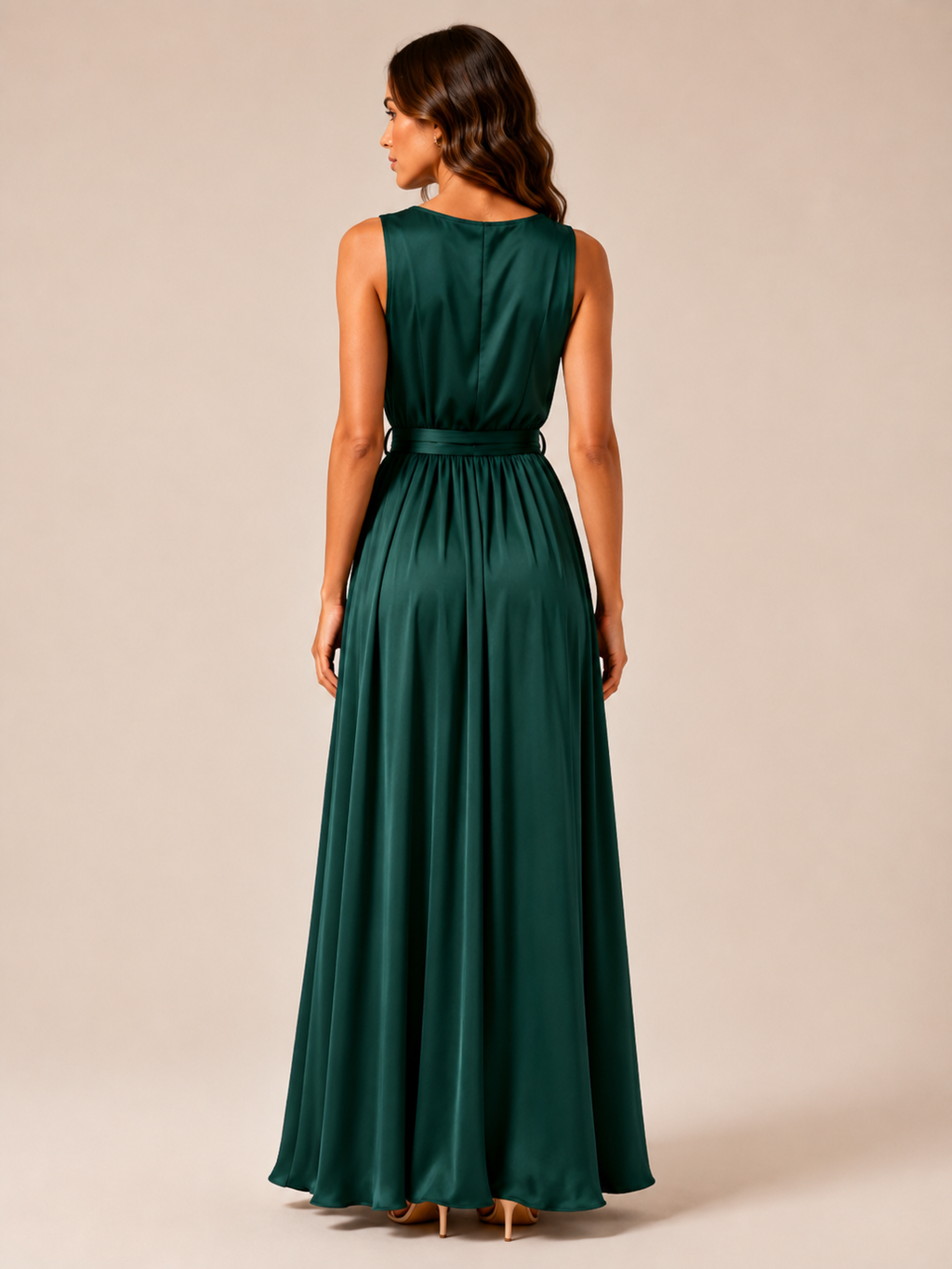 Léontine Robe Longue Femme – Robe Portefeuille Col V Ceinture Nouée Coupe Élégante