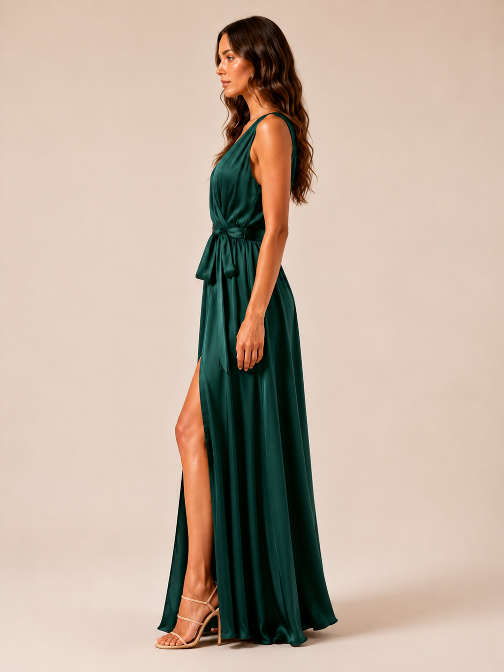 Léontine Robe Longue Femme – Robe Portefeuille Col V Ceinture Nouée Coupe Élégante