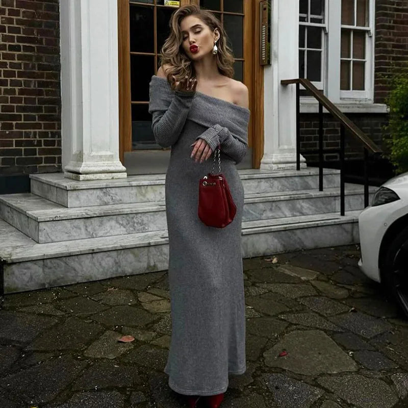 Elegant Off Shoulder Backless Maxi Dress