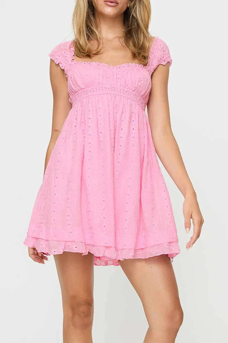 Sleeveless Floral Embroidery Loose A-Line Mini Dress