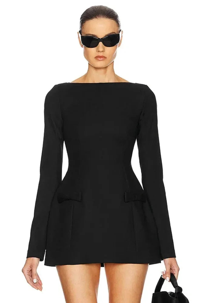 Elegant Long Sleeve Bodycon High Waist Mini Dress
