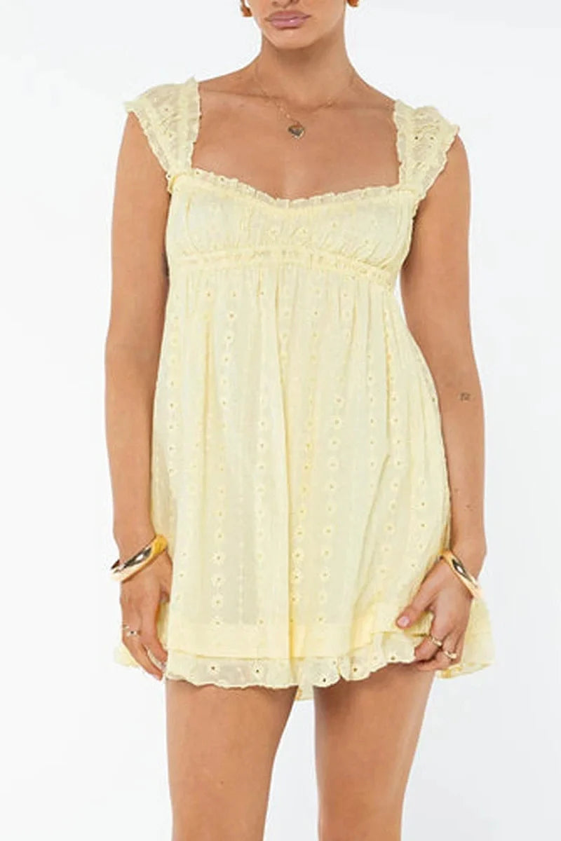 Sleeveless Floral Embroidery Loose A-Line Mini Dress