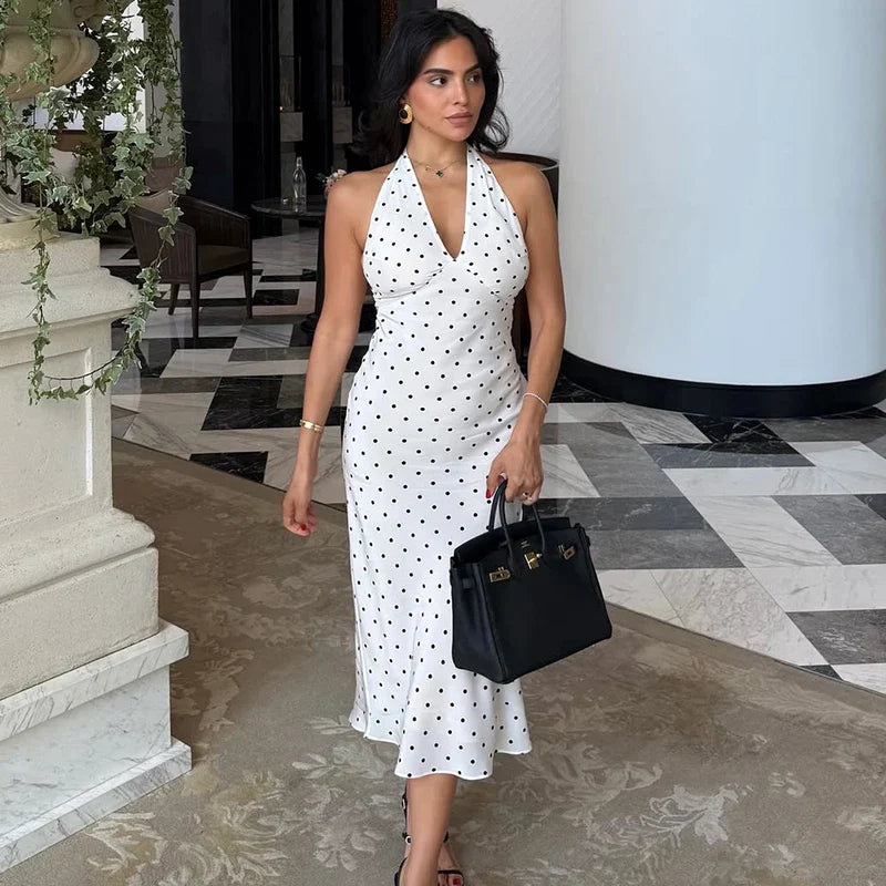 Printed Backless Bodycon Midi Dress