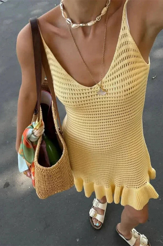 Hollow Out V-Neck Mini Dress