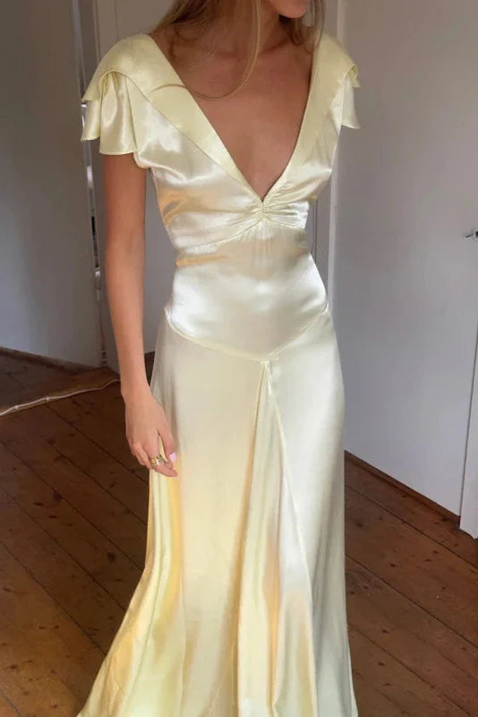 Elegant Slim Sleeveless Lace-Up V-Neck Backless Maxi Dress