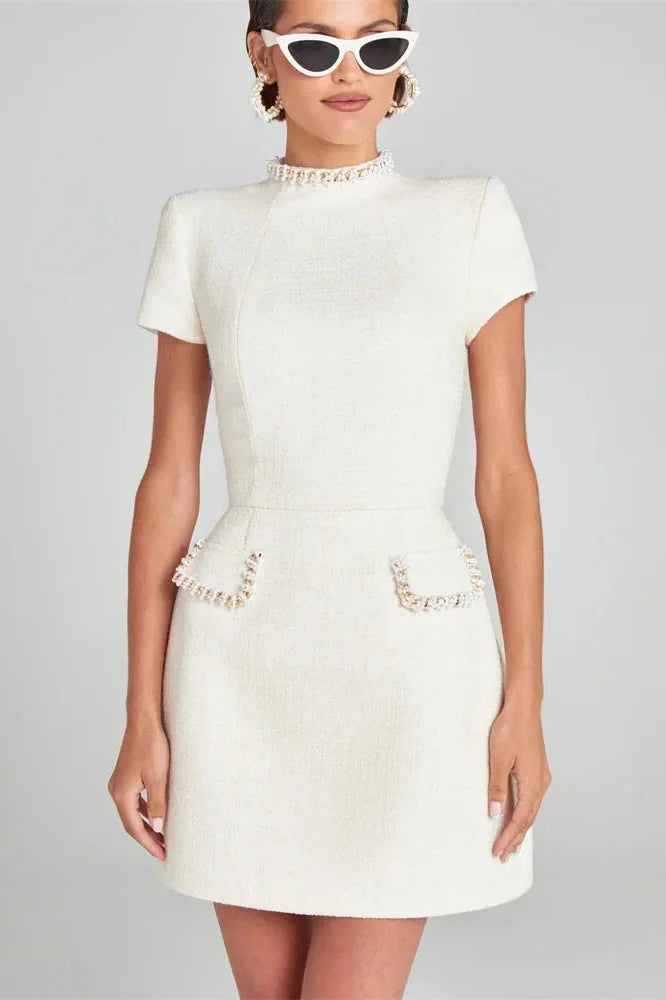 Short Sleeve Patchwork Slim Mini Dress