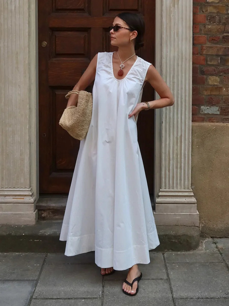 Sleeveless U Neck Loose Maxi Dress