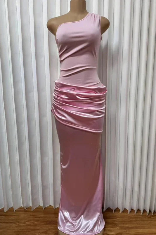 Hollow Out Sleeveless Slash Collar Maxi Dress