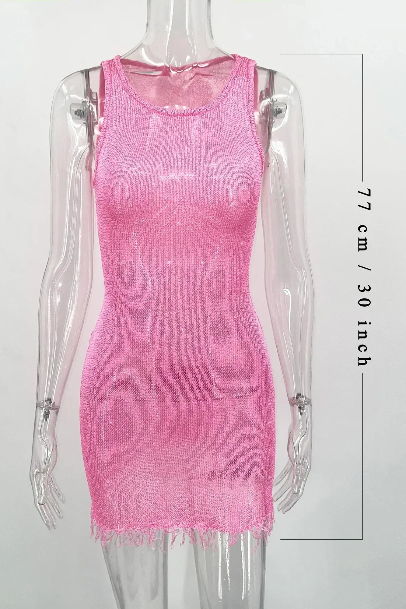 See-Through Slim Sleeveless Patchwork Mini Dress