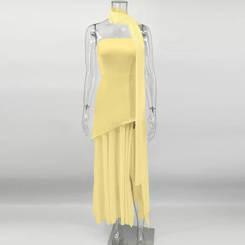 Elegant Strapless Sleeveless Maxi Dress